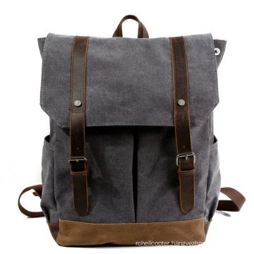 2019 New Models Wholesale Luxury Vintage Waterproof Men Canvas Leather Business Backpack